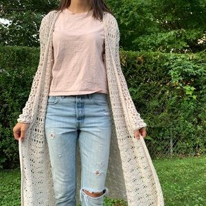 Crocheted duster or long cardigan